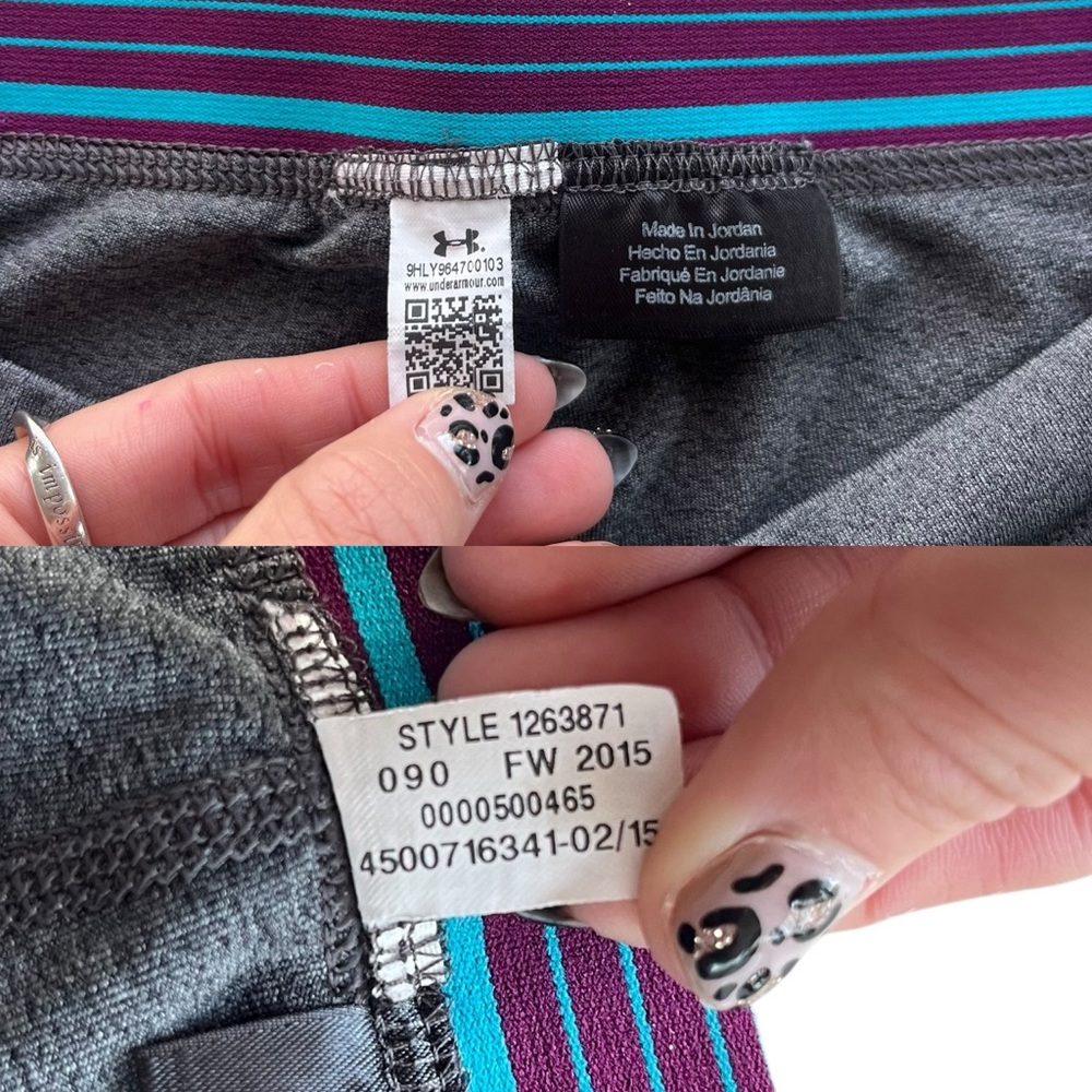 Under Armour Girl’s L Gray Teal Mesh Elastic Waistband Athletic Leggings 1263871 - Picture 4 of 16
